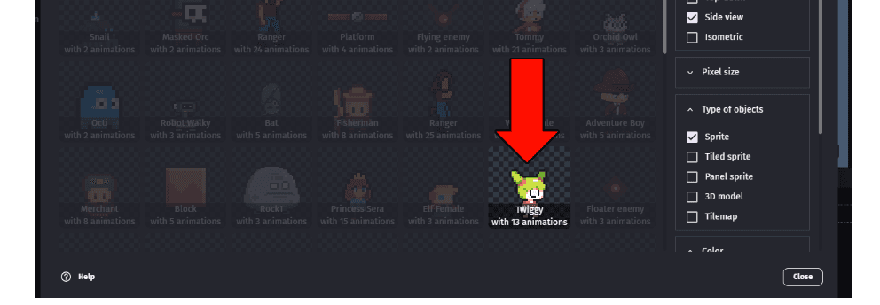 choosing a sprite.png