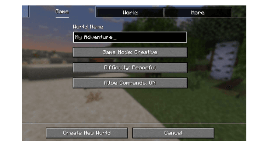 creating a minecraft adventure screen.png